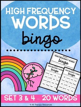 BINGO GAME - High Frequency Words - Sight Words - SET 3 & 4 (20 Words)