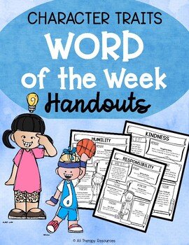 CHARACTER TRAITS - Word of the Week Handouts - Red Ribbon Week Activities
