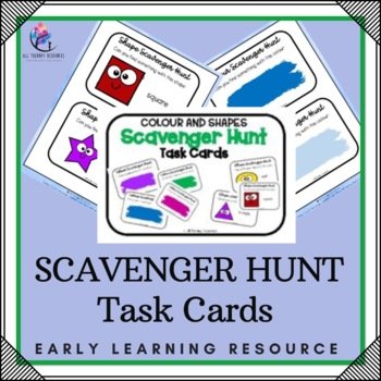 SCAVENGER HUNT Task Cards Colours and Shapes