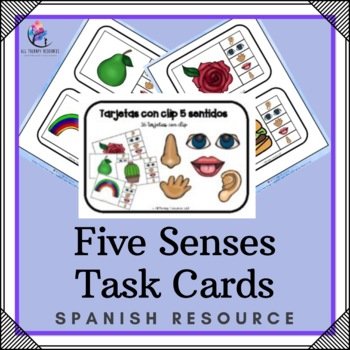 SPANISH VERSION - 5 Senses Clip Task Cards - Kindergarten Preschool Pre-K SPED