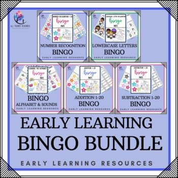BUNDLE - EARLY LEARNING BINGO GAMES - Alphabet Numbers Addition Subtraction