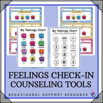 Feelings Chart - Colour Emotion Activity Check-in & Exit Tickets - MONSTER THEME