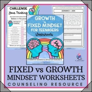 Fixed vs Growth Mindset Reading Comprehension Worksheets for Teenagers ...