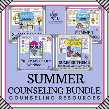 BUNDLE - SUMMER COUNSELING SEL LESSON BUNDLE -  Activities Worksheets Crafts