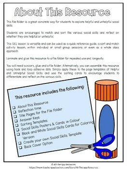 SOCIAL SKILLS FILE FOLDER - Helpful & Unhelpful Skills | Counseling Activity - Image 2