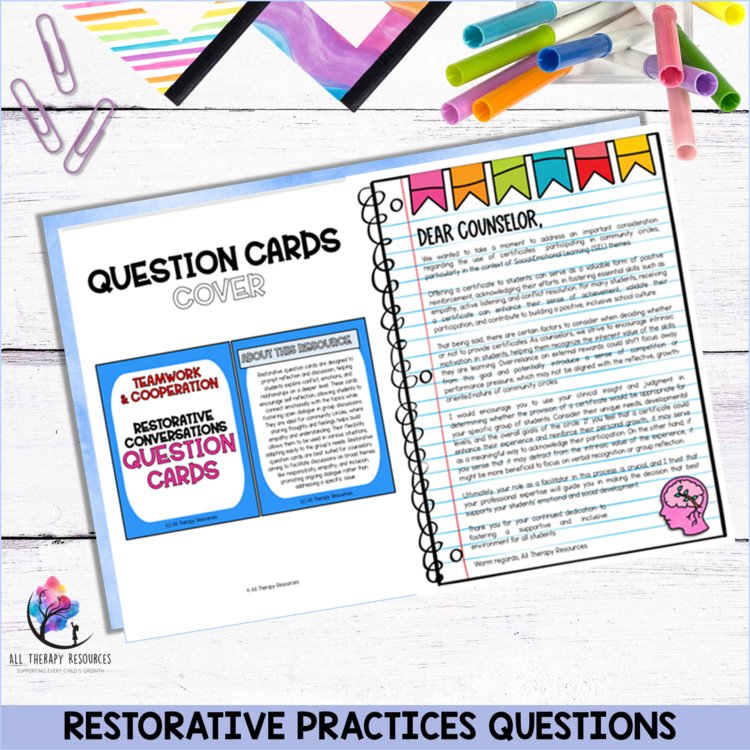 RESTORATIVE PRACTICES QUESTIONS - COMMUNITY CIRCLES Conflict Resolution BUNDLE
