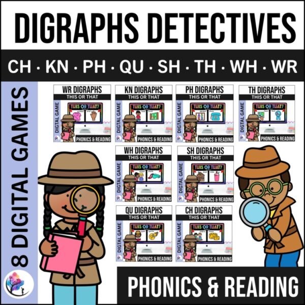 CH KN PH QU SH TH WH WR - DIGRAPHS DIGITAL GAMES BUNDLE - Phonics & Reading