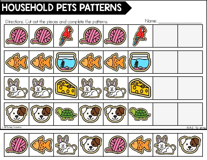 PETS ANIMALS PATTERNS - Visual Perceptual & Fine Motor Skills OT SPED Speech