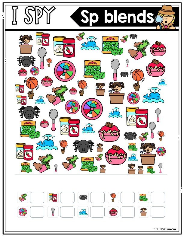 SP BEGINNING SOUNDS BLENDS WORKSHEETS I Spy Write the Room Speech Therapy Phonic