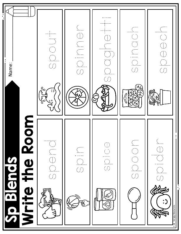 SP BEGINNING SOUNDS BLENDS WORKSHEETS I Spy Write the Room Speech Therapy Phonic