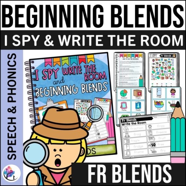 FR BEGINNING SOUNDS BLENDS WORKSHEETS I Spy Write the Room Speech Therapy Phonic