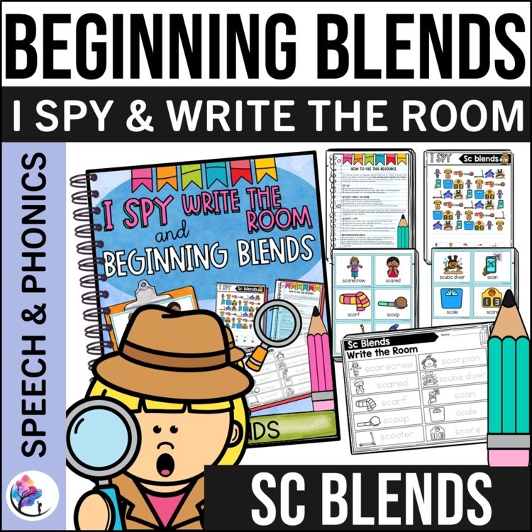 SC BEGINNING SOUNDS BLENDS WORKSHEETS I Spy Write the Room Speech Therapy Phonic