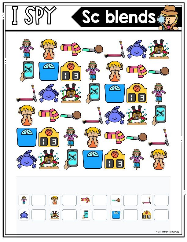 SC BEGINNING SOUNDS BLENDS WORKSHEETS I Spy Write the Room Speech Therapy Phonic