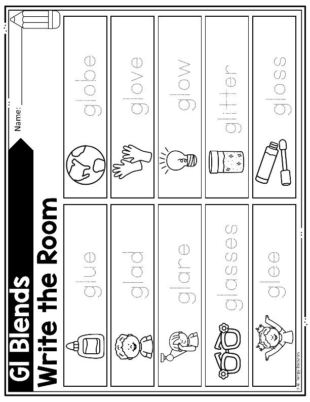 GL BEGINNING SOUNDS BLENDS WORKSHEETS I Spy Write the Room Speech Therapy Phonic