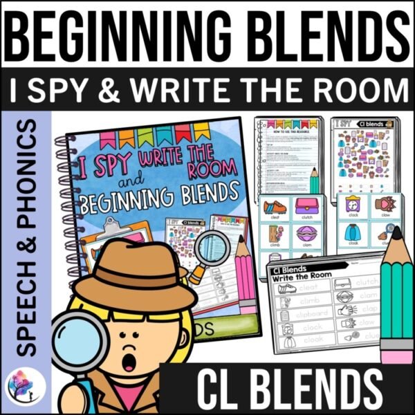 CL BEGINNING SOUNDS BLENDS WORKSHEETS I Spy Write the Room Speech Therapy Phonic