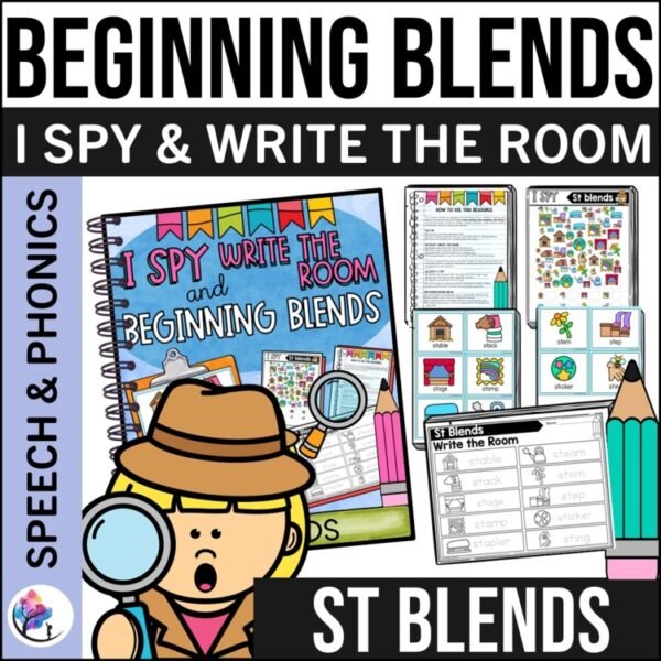 ST BEGINNING SOUNDS BLENDS WORKSHEETS I Spy Write the Room Speech Therapy Phonic