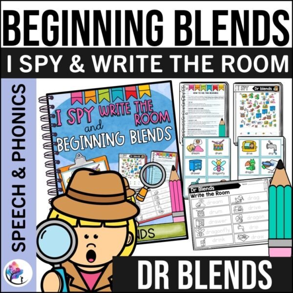 DR BEGINNING SOUNDS BLENDS WORKSHEETS I Spy Write the Room Speech Therapy Phonic