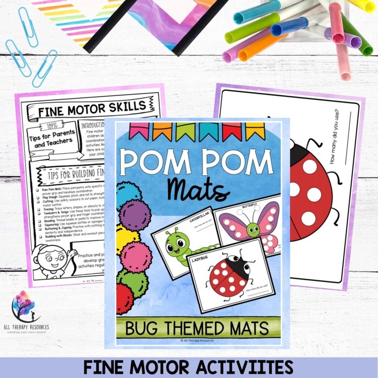 FINE MOTOR ACTIVITIES - BUG THEMED POM POM MATS - OCCUPATIONAL THERAPY