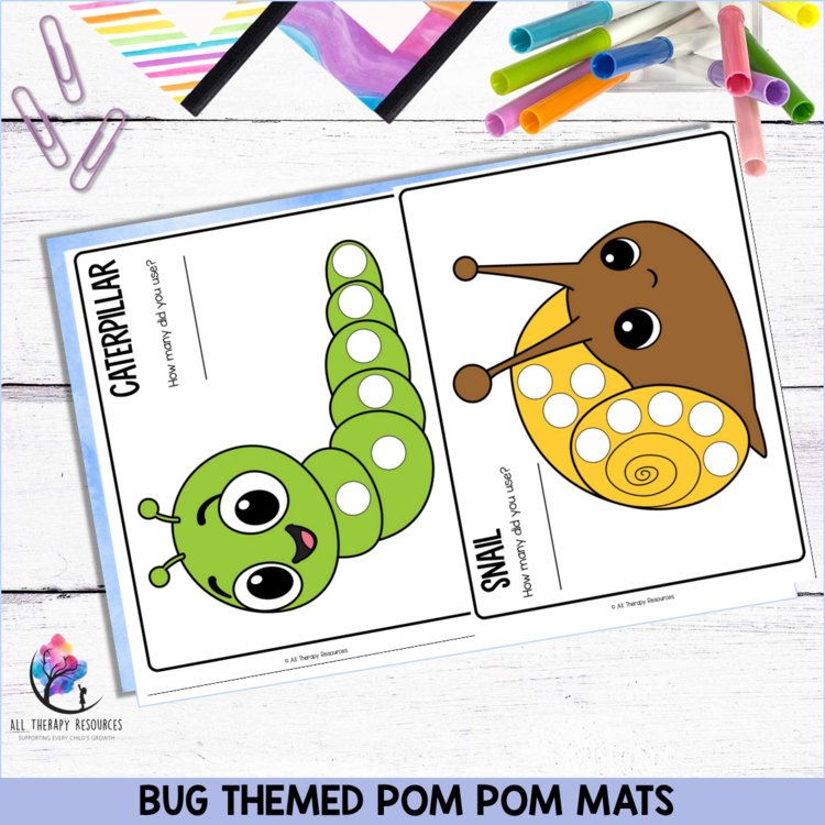 FINE MOTOR ACTIVITIES - BUG THEMED POM POM MATS - OCCUPATIONAL THERAPY