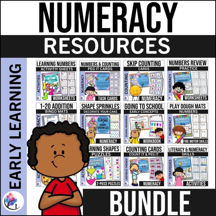BUNDLE EARLY NUMERACY Counting Patterns Numbers Shapes Fractions MATH Worksheets