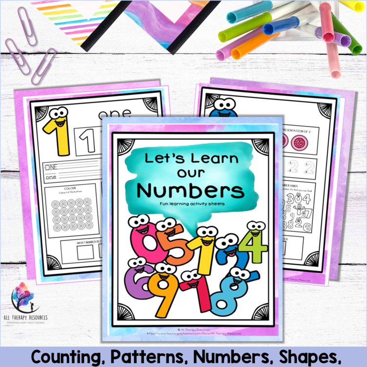 BUNDLE EARLY NUMERACY Counting Patterns Numbers Shapes Fractions MATH Worksheets