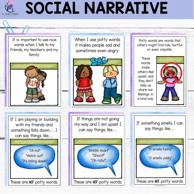 SWEARING & CURSING Social Narrative Stories - No Potty Words SPED Bad Language