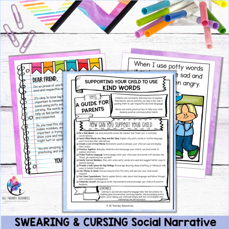 SWEARING & CURSING Social Narrative Stories - No Potty Words SPED Bad Language