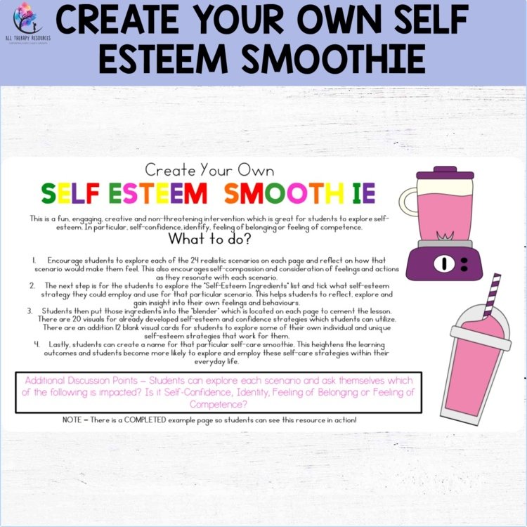 SELF ESTEEM WORKSHEETS Self Esteem Activity Self Confidence Activities Smoothie