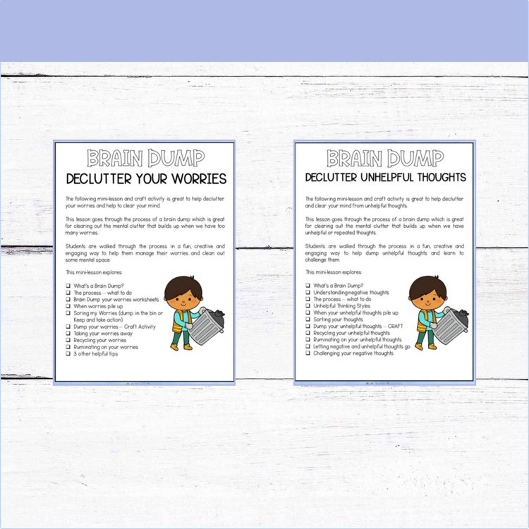 BUNDLE - Dump Worries and Dump Unhelpful thoughts - CBT Creative Therapy Lessons