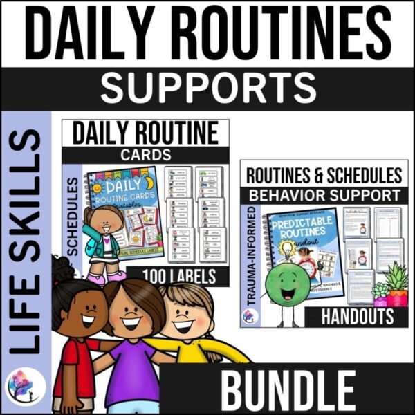BUNDLE - Predictable Routines Handout & Daily Routine Cards BUNDLE