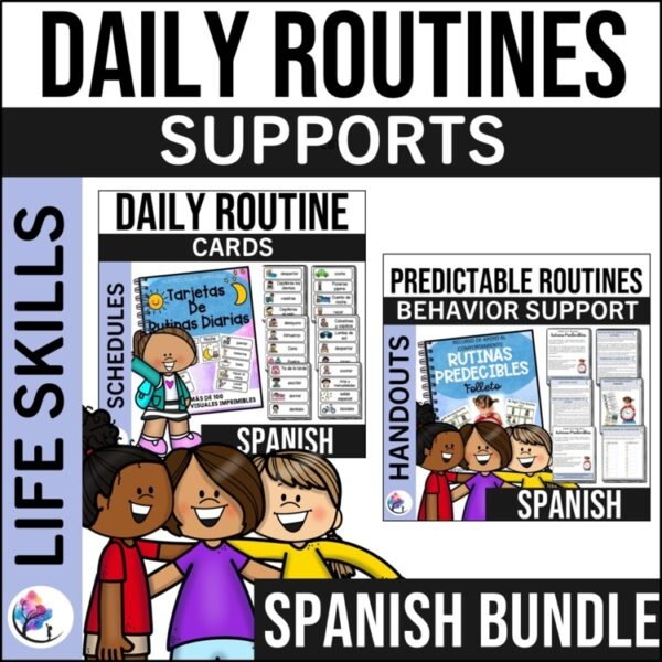 PREDICTABLE ROUTINES Handout & Daily Routine Cards - SPANISH BUNDLE