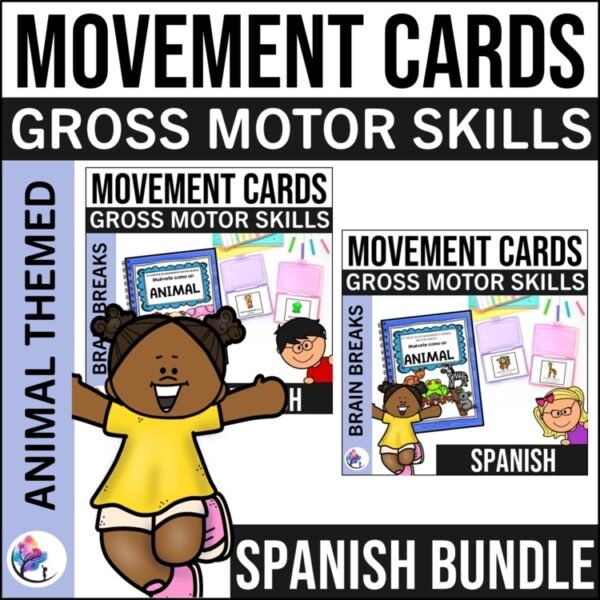 GROSS MOTOR MOVEMENT CARDS - Farm and Zoo Animal - SPANISH BUNDLE
