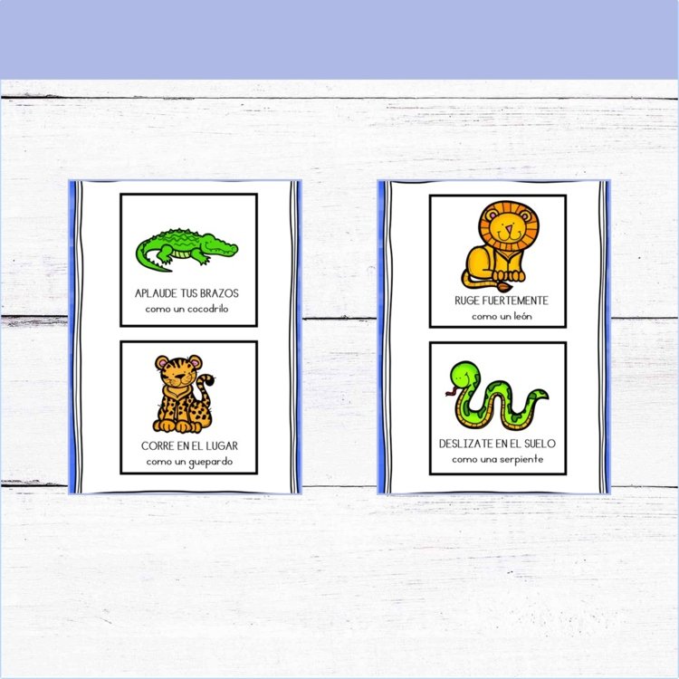GROSS MOTOR MOVEMENT CARDS - Farm and Zoo Animal - SPANISH BUNDLE