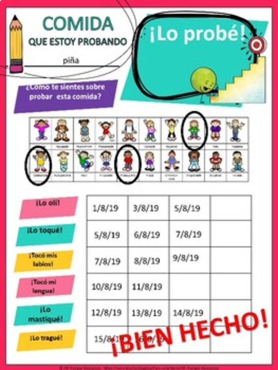 SPANISH VERSION - I tried it! - Fussy Eating, New Food Trial Checklist/Program
