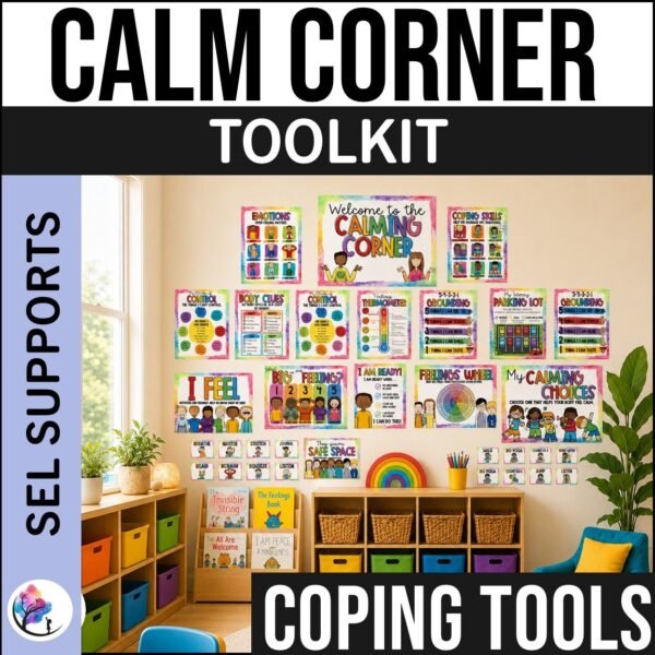 CALM DOWN CORNER POSTERS VISUALS Spot Classroom Decor Behavior Visual Bright SEL