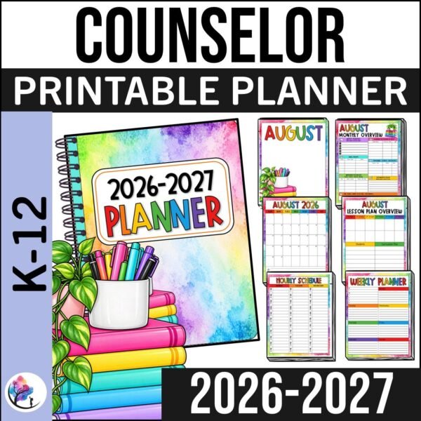 2026-2027 School Counselor Planner | Bright Printable Counseling Planner, Tools & Scripts - BRIGHTS