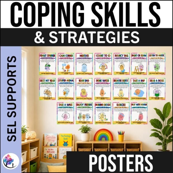 COPING SKILLS STRATEGIES POSTERS Counseling Bulletin Board Calm Corner BRIGHT