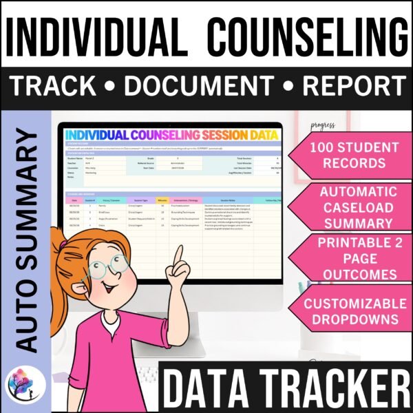 INDIVIDUAL SCHOOL COUNSELING SESSION TRACKER & LOG & Digital TRACKER & REPORT