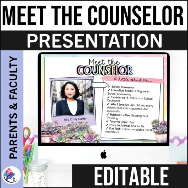 Meet the School Counselor Presentation Editable PowerPoint Back to School Pastel