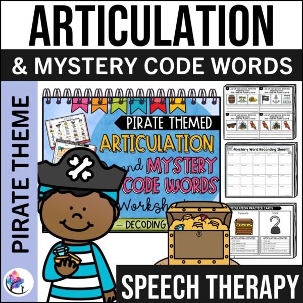 ARTICULATION & MYSTERY CODE WORDS -Phonics Reading Writing Tracing Pirate Themed