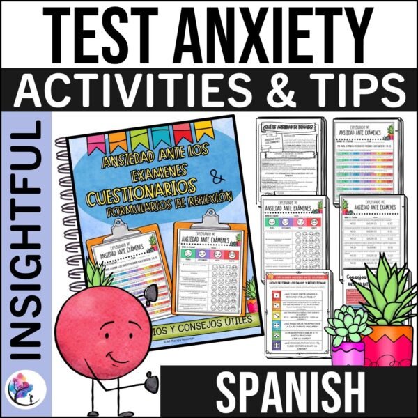 TEST ANXIETY ACTIVITIES & SORTING ACTIVITY Coping Skills Lesson Stress SPANISH