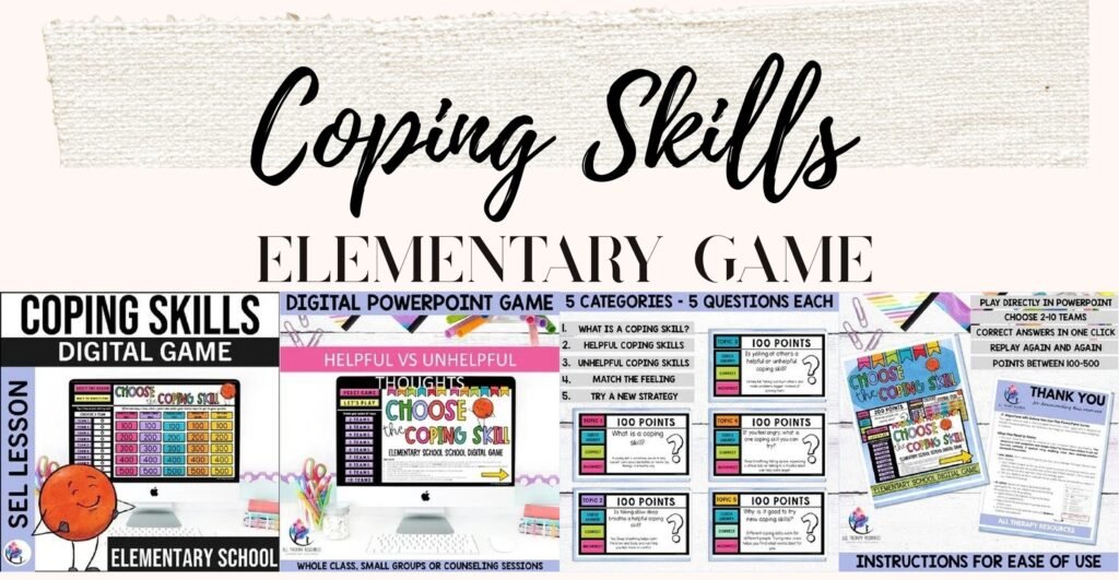 Choose the Coping Skill elementary digital game cover and sample slides
