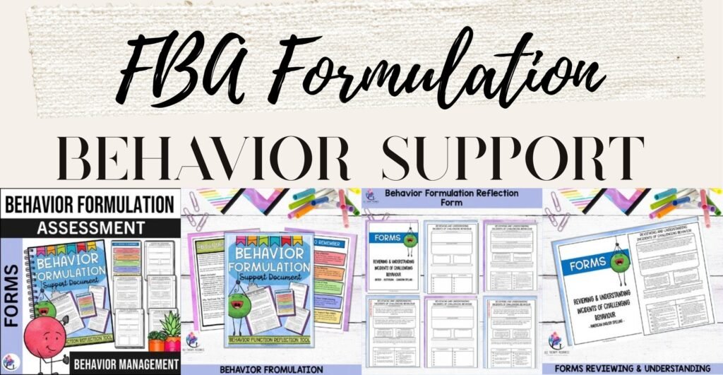 FUNCTIONAL BEHAVIOR ASSESSMENT FORMULATION from All Therapy Resources: cover and three preview pages