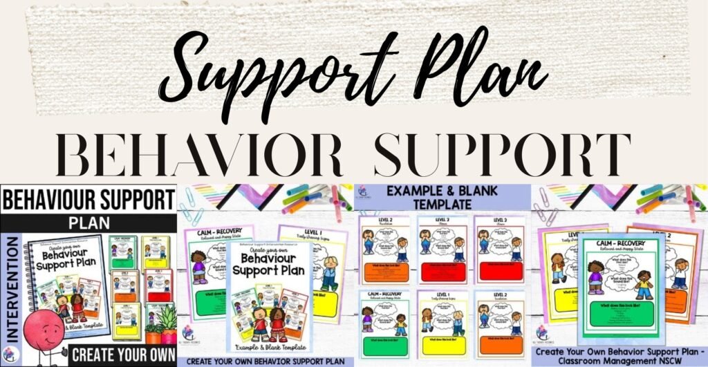 Create Your Own Behavior Support Plan from All Therapy Resources: cover and three preview pages