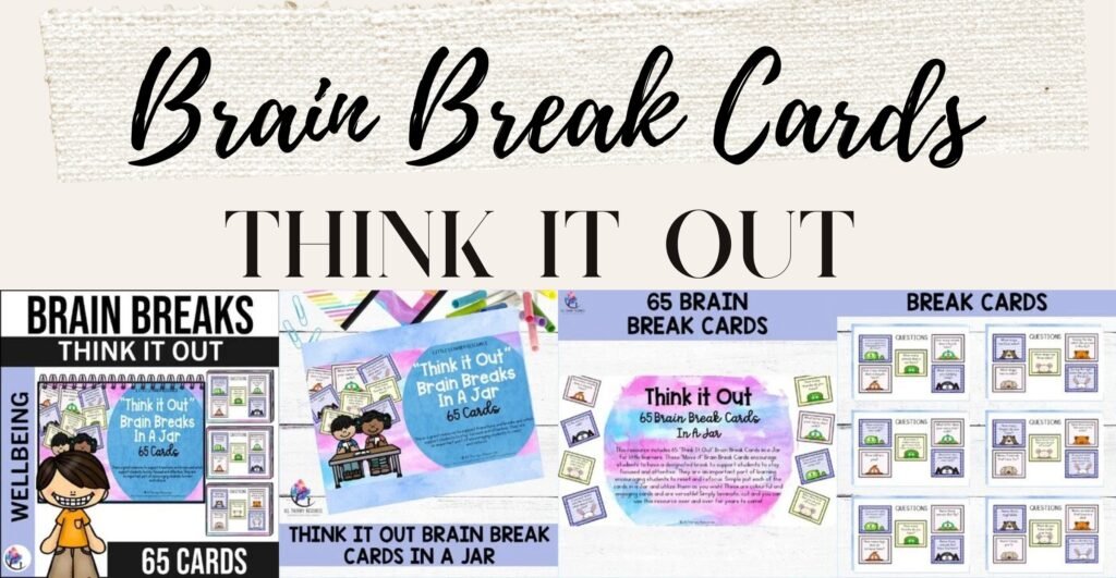 Think it Out Brain Break Cards In A Jar from All Therapy Resources: cover and three preview pages