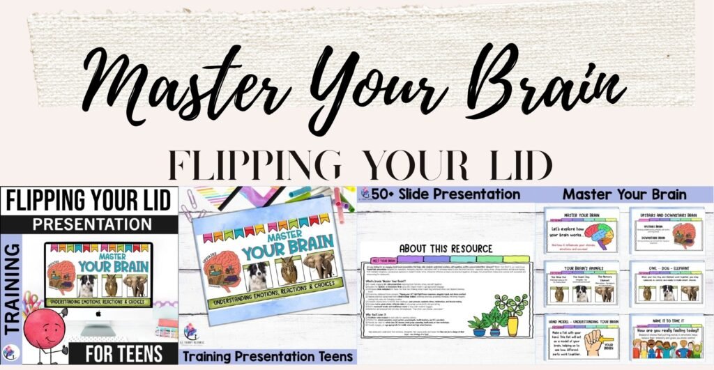 Flipping Your Lid Master Your Brain presentation for teens cover and sample slides
