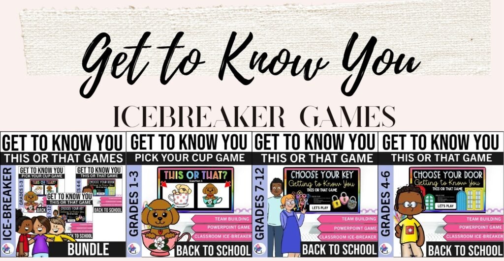 Get to Know You Activities Game cover and sample This or That PowerPoint game slides