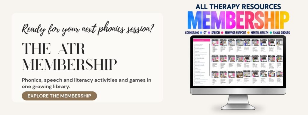 The ATR Membership: phonics, speech and literacy activities, games and phonics tools in one growing library. Explore the membership.