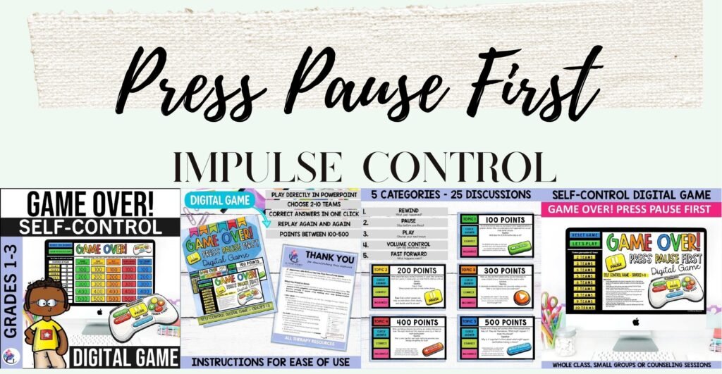 Game Over! Press Pause First impulse control digital game cover and sample slides