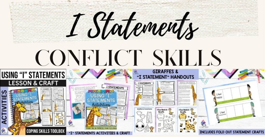 I Statements conflict resolution activities and craft cover and sample pages